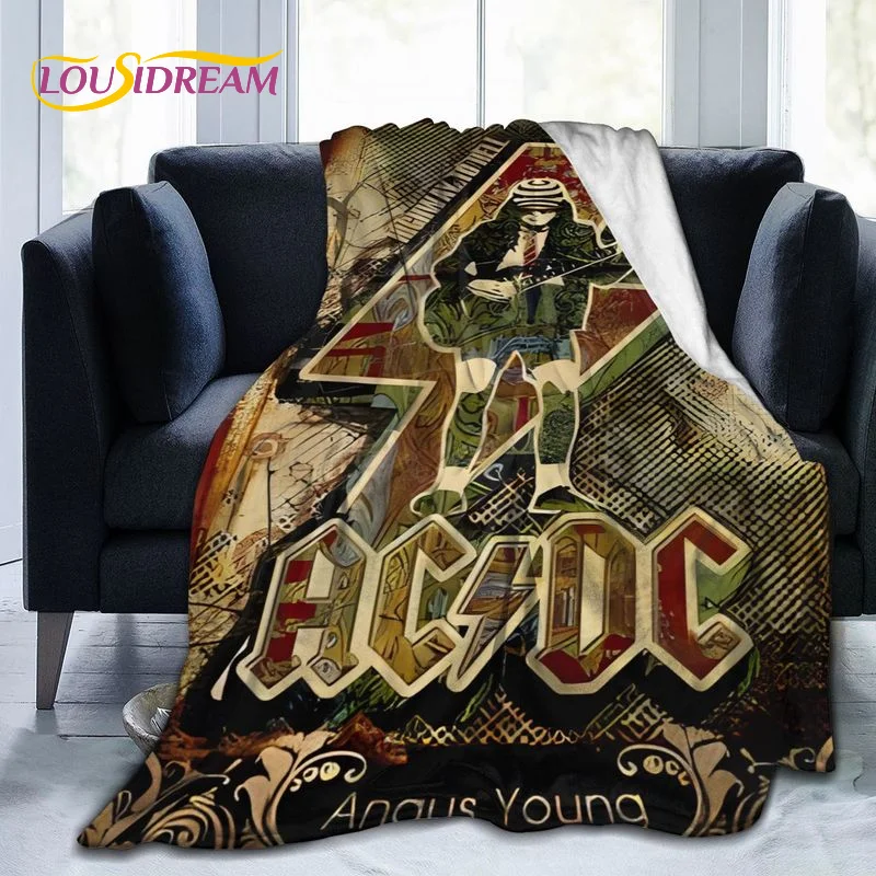 Manta con estampado 3d de AC/DC Rock Band, manta de franela suave, mantas cálidas Sherpa para las cuatro estaciones para camas, sofá y oficina