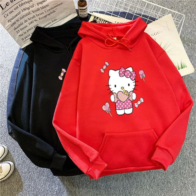 

Sanrio Clothes Kawaii Hello Kitty Hoodie Cartoon Anime Soft Hoodie Student Loose Sweater Clothes Girls Gifts Long Sleeve