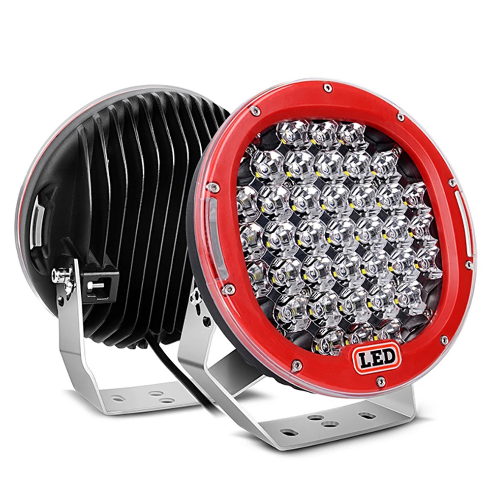 Round 9 Inch 185W Work Led Spot light Red Offroad Driving Work Lamp for Truck Jeep SUV ATV 4x4
