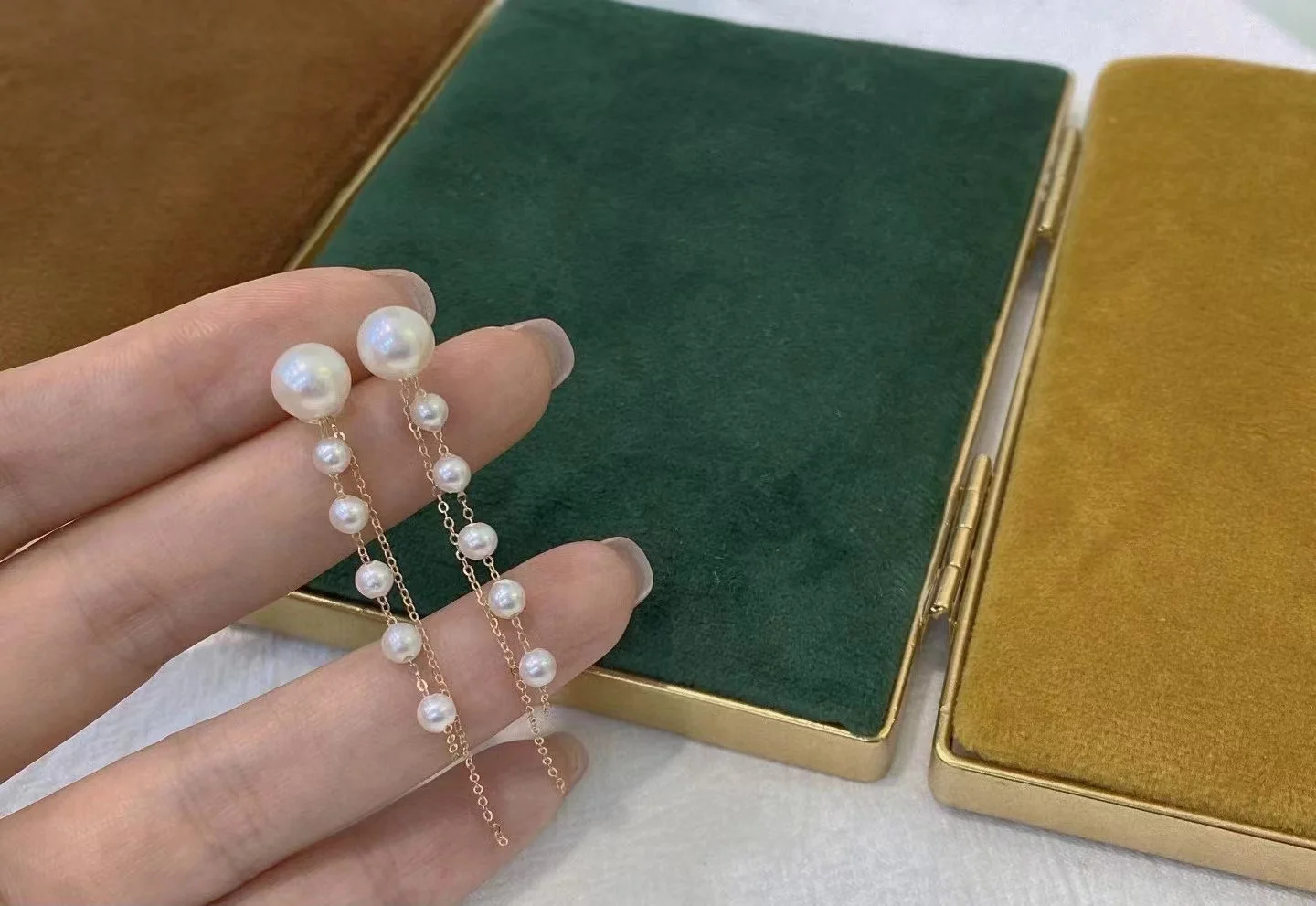 

Модные женские серьги из 18-каратного золота, 3-7 мм, круглые серьги-подвески с натуральным пресноводным жемчугом, Изящные кисточки, ювелирные изделия, подарки для свадебной вечеринки