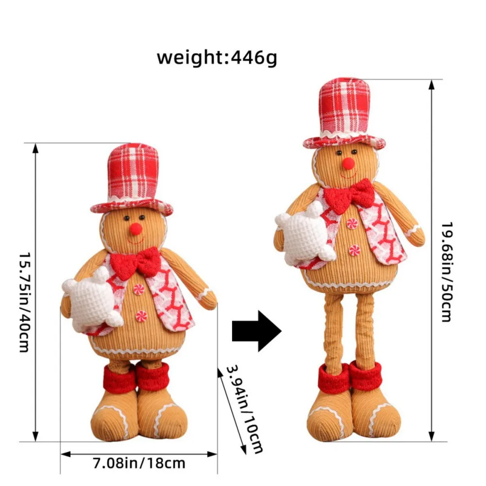 Большие стоячие рождественские гномы Имбирные пряники плюшевые с выдвижными