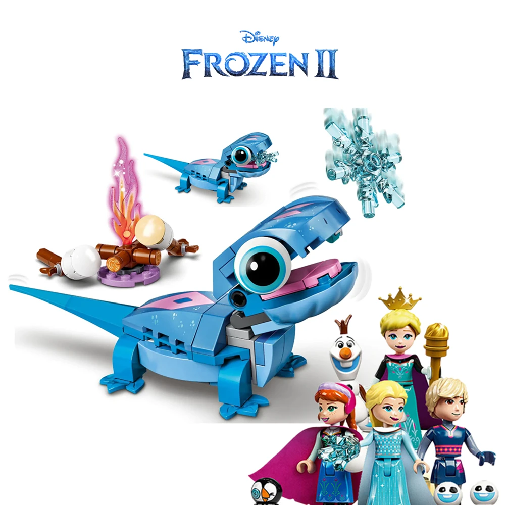 

Disney Frozen 2 Elsa Anna Bruni The Salamander Buildable Character Building Blocks Kit Bricks Figures Movie Model Kids Toys Gift