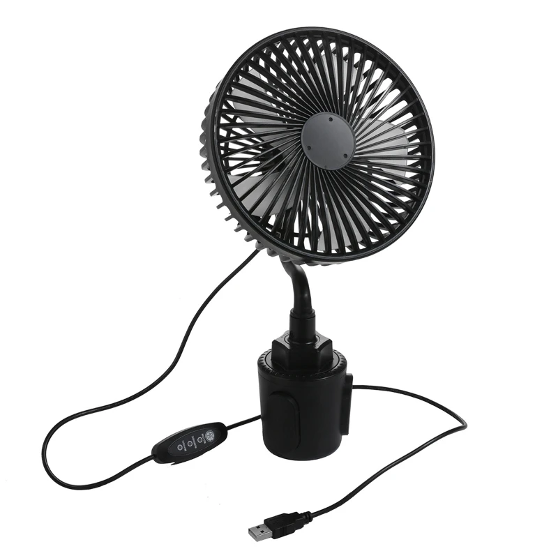 

Черный Автомобильный подстаканник с гусиной шеей 6,7 дюйма вентилятор с USB-источником питания большой воздушный одноголовый вентилятор с вр...