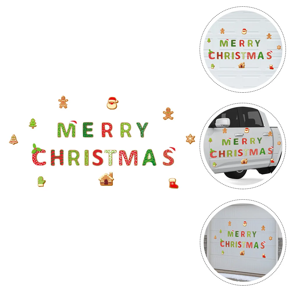 

Christmas Magnets Magnet Garage Fridge Refrigerator Doorstickers Sticker Decorations Car Merry Magnetic Cartoon Set Gifts Decal