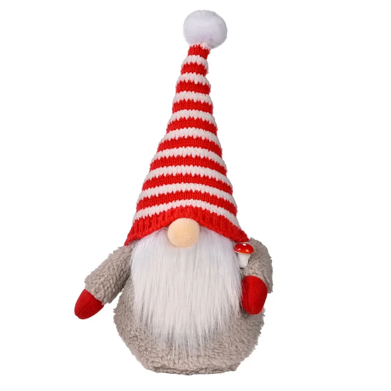 

Cross-Border New Christmas Decoration Christmas Rudolf Doll Ornaments Red and White Stripes Knitted Hat Dwarf Doll Decoration