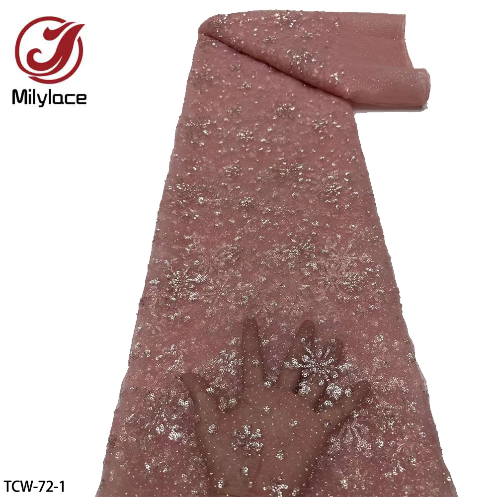 

Горячая Распродажа, французское Тюлевое кружево с блестками, ткань высокого качества, вышитая ткань для свадебного платья