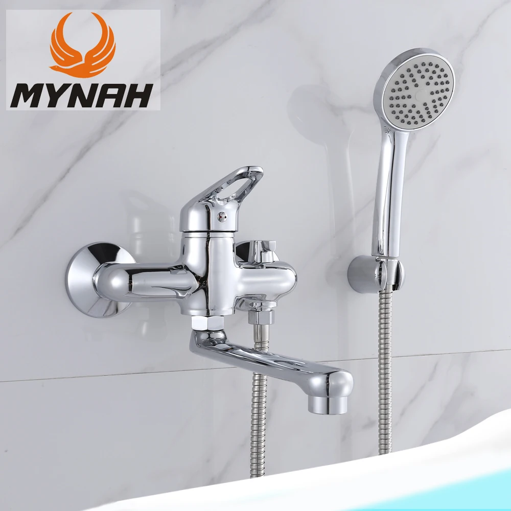 

MYNAH Bath Faucet Mixer Wall Mounted Hot & Cold Water Shower Bathtub Faucets Set Bathroom Tap смеситель для ванной