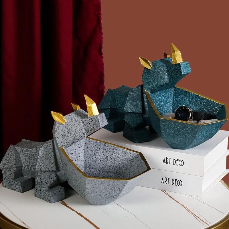 

European-Style Resin Rhino Statue Sculpture Modern Art Wildlife Statue High-End Home Decoration Office Decoration