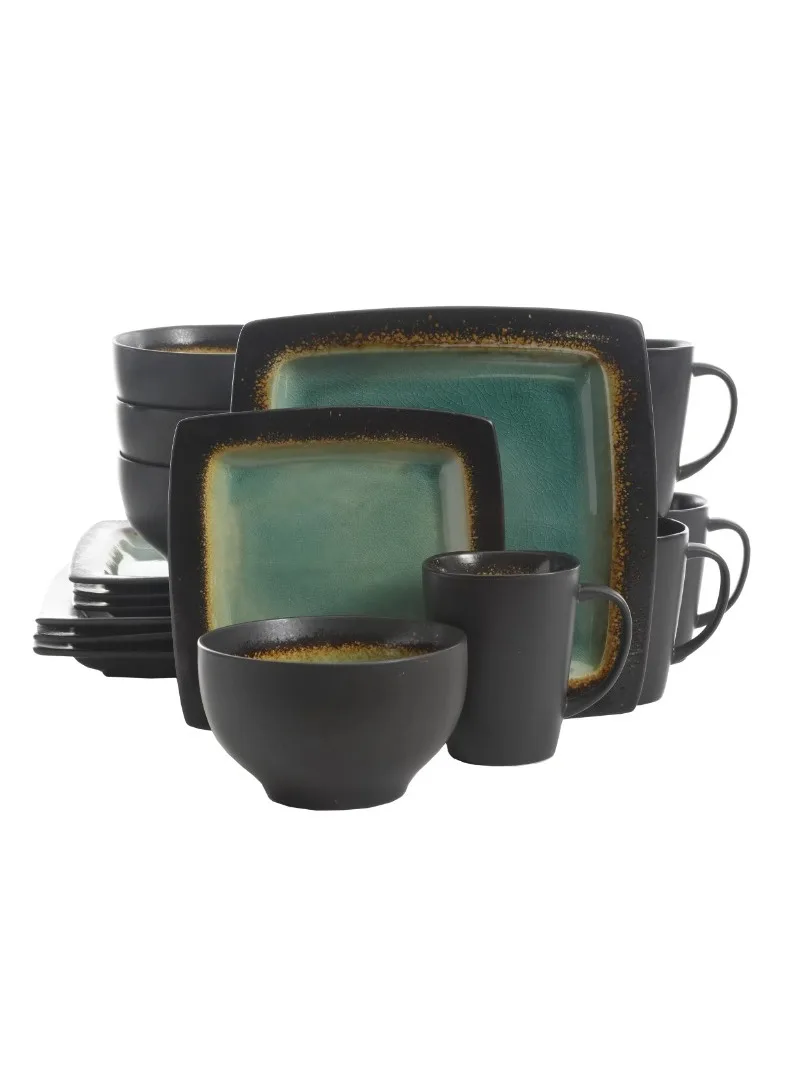 Gibson Home Ocean Oasis 16-Piece Dinnerware Set, Turquoise