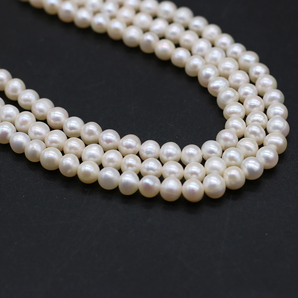 

4-5mm Natural Freshwater Pearl Beads White Round Mother of Pearl Loose Beads For Jewelry Making DIY Necklace Bracelet Accessory