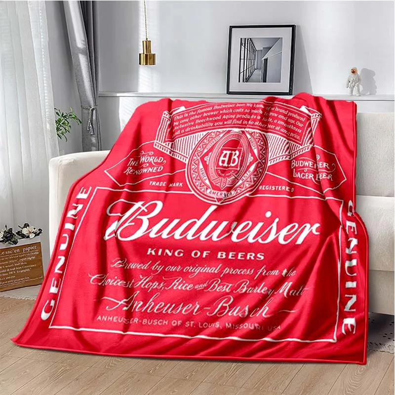 

Одеяло с принтом Budweiser, детское Фланелевое мягкое одеяло, одеяло для дивана, дорожное одеяло, подарок на день рождения, мягкое одеяло