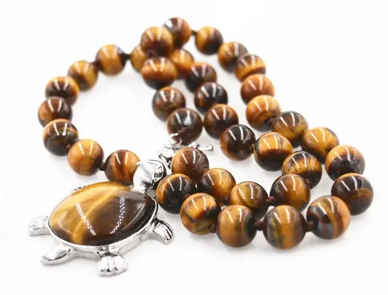 Красивый африканский рев 8 мм кулон в виде черепахи с тигровым глазом ожерелье из