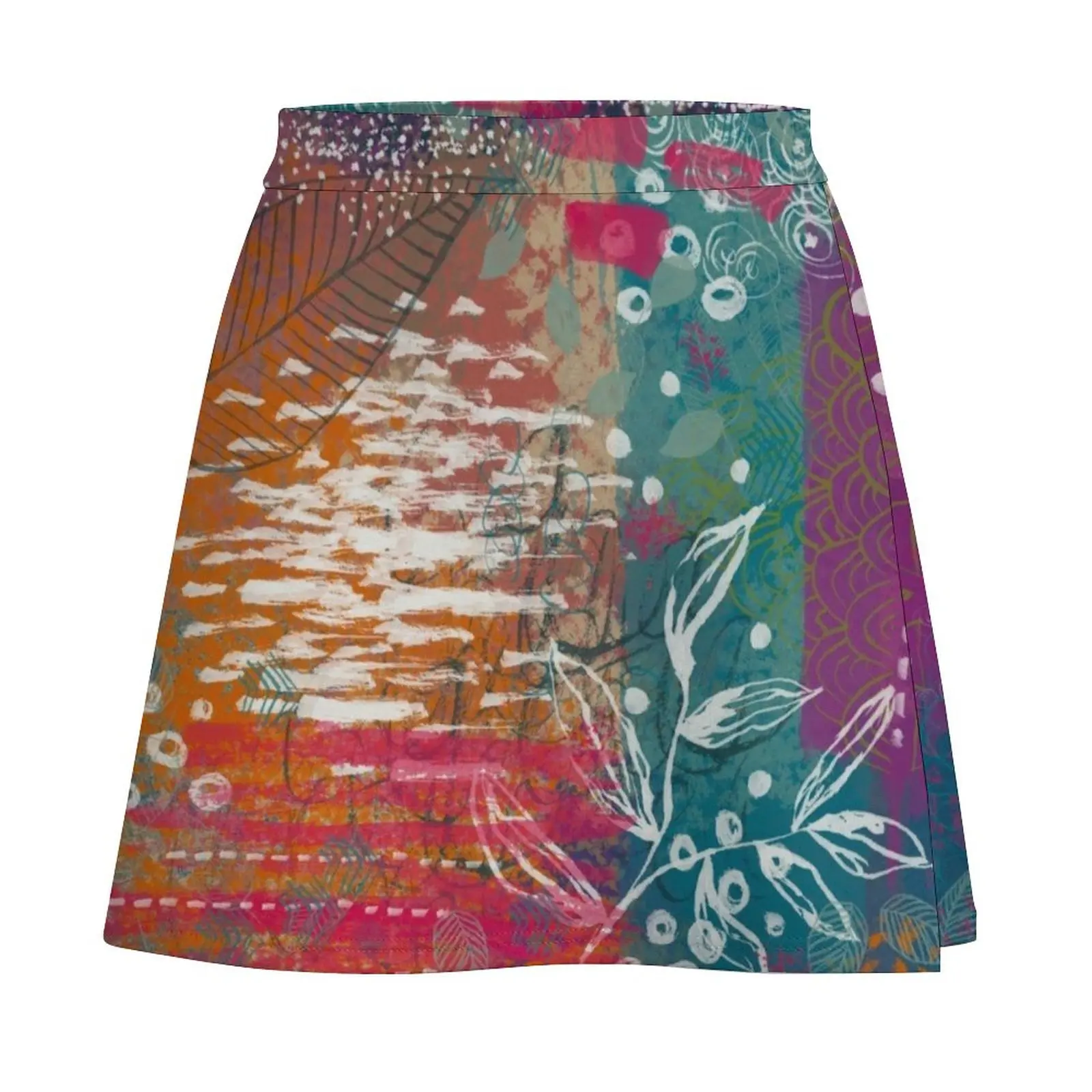 Мини-юбка с цифровой чернильной абстрактной живописью новая внешняя одежда