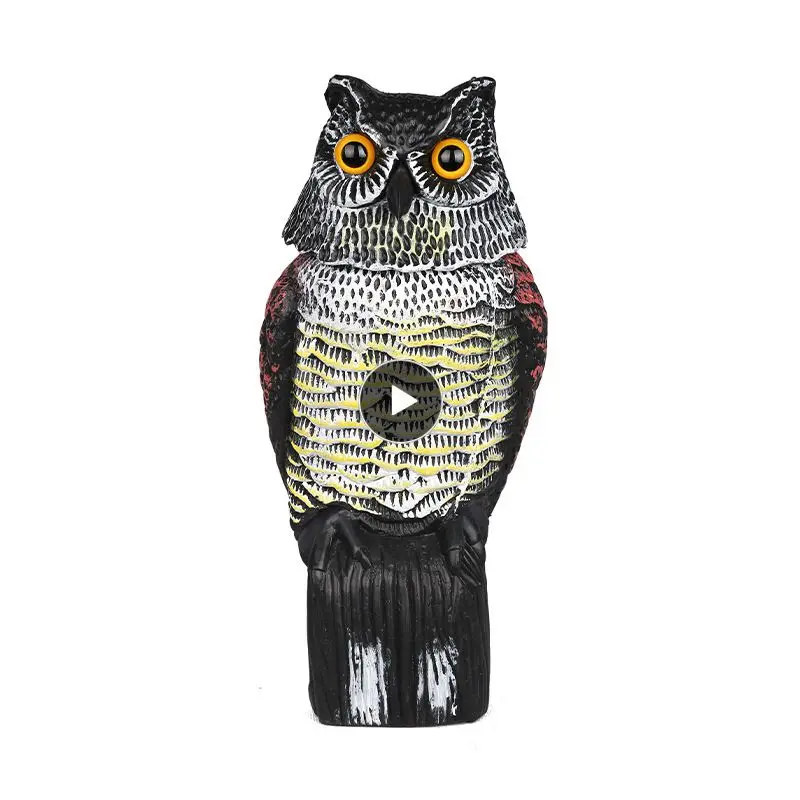 

Fake Owl Decoy Scare Birds Plastic Owl Scarecrow Sculpture With Rotating Head And Sound For Garden Yard Bird Repellent Outdoor