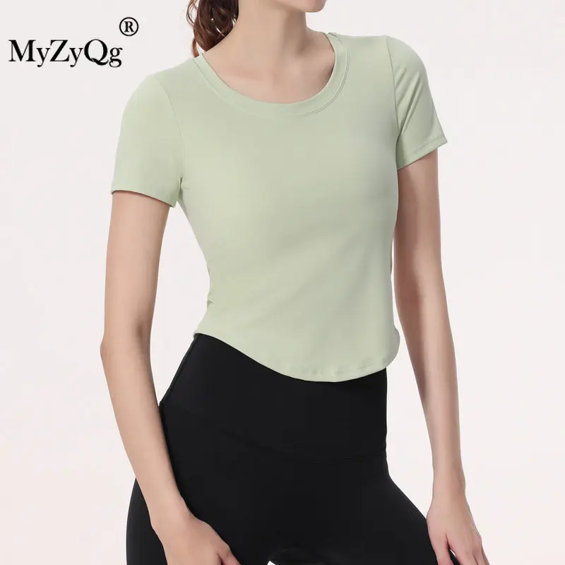 MyZyQg летние женские футболки для йоги с нагрудной подушкой и круглым вырезом, приятный для кожи дышащий спортивный топ с коротким рукавом для бега MyZyQg летние женские футболки для йоги с нагрудной подушкой и круглым вырезом, приятный для кожи дышащий спортивный топ с коротким рукавом для бега