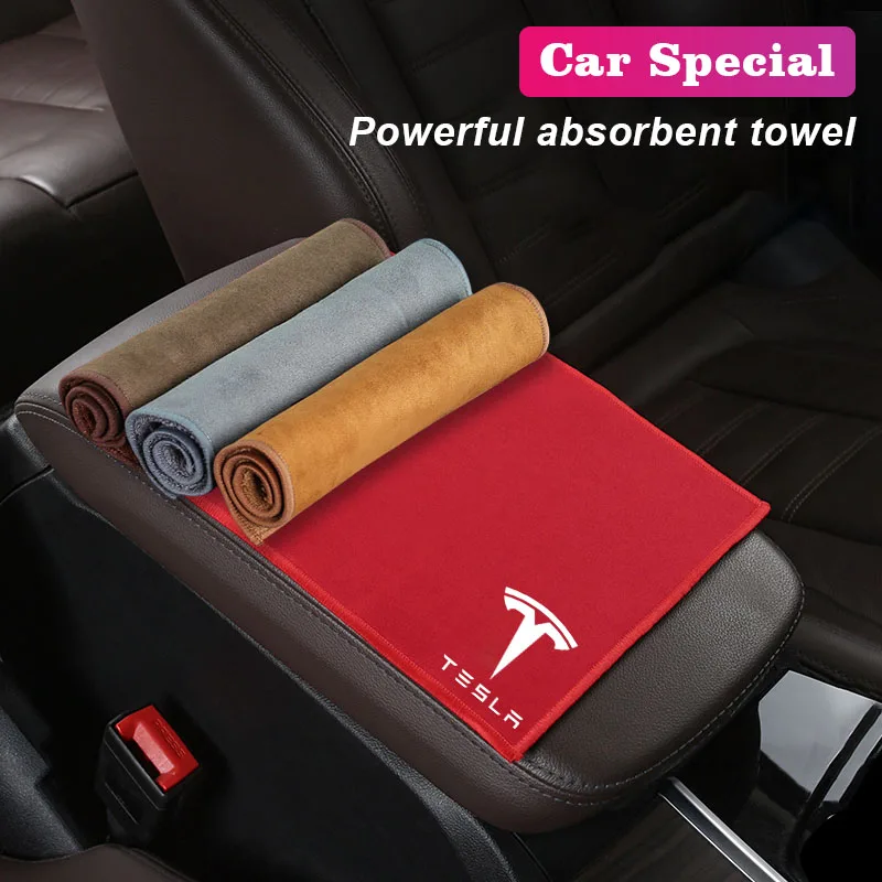 

Suede Car Logo Towel Microfiber Cleaning Drying Rag Cloth For Tesla Model 3 2021 Y S X Cybertruck Juguete Roadster Bonina Coil