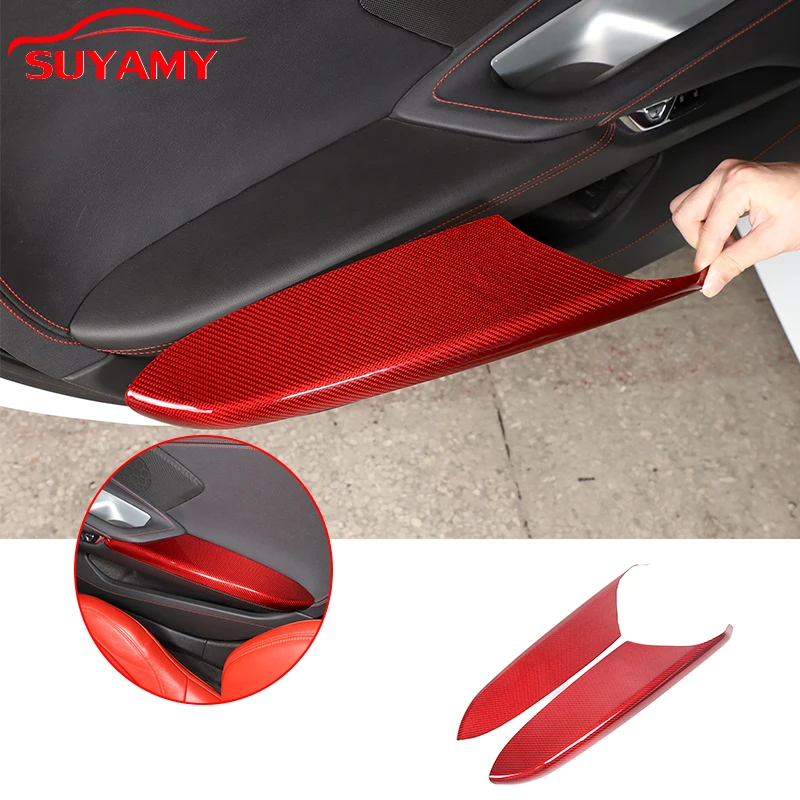 

For 2020-2023 Chevrolet Corvette C8 Stingray Z51 Z06 Real Carbon Fiber Car Door Armrests Panel Trim Cover Auto Accessories