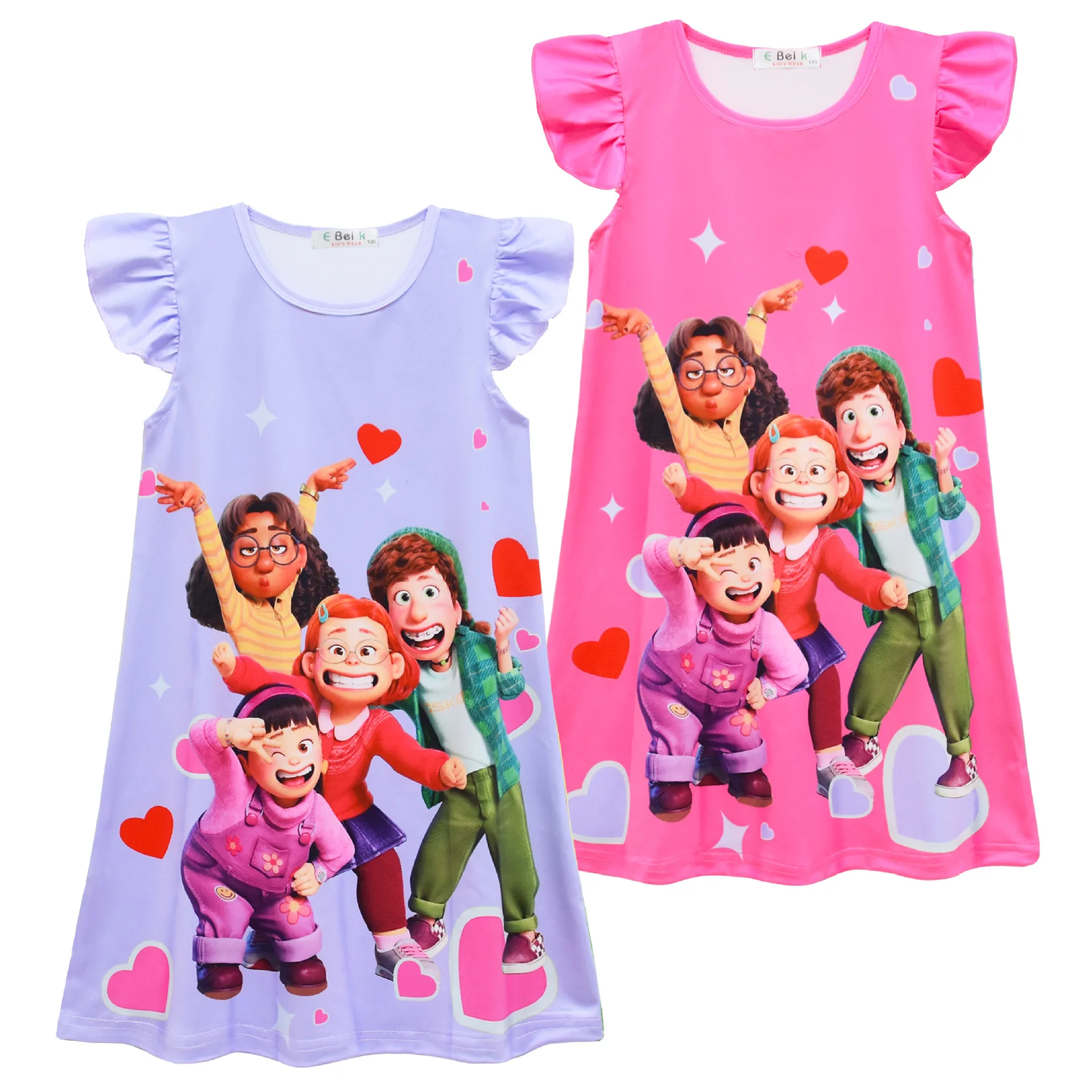 

Cartoon Turning Red Kids Nightgown Red Panda Dress for Baby Girls Deformation Panda Kawaii Anime Pajamas Dresses Summer Dress