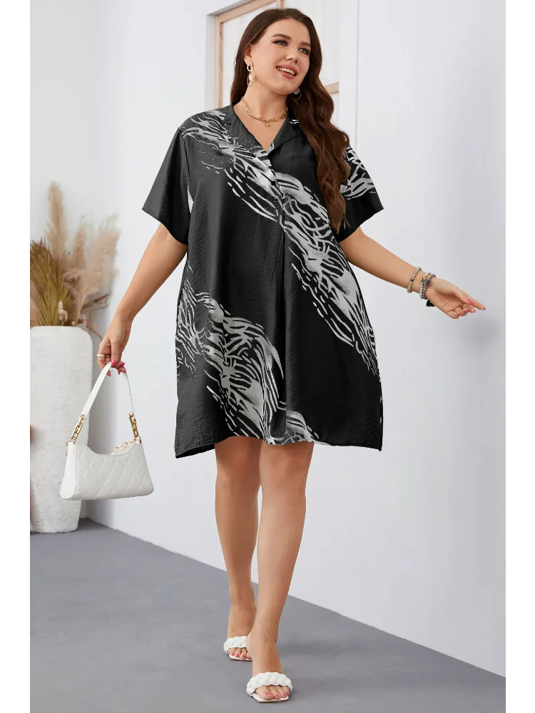 Large Women's Dress Short Sleeve Loose fitting Dress plus size dresses