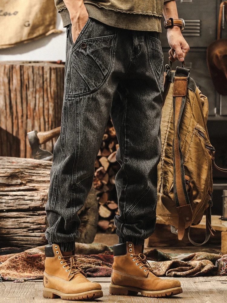 Американские тяжелые джинсы в стиле ретро мужские осенние 2024 новые свободные