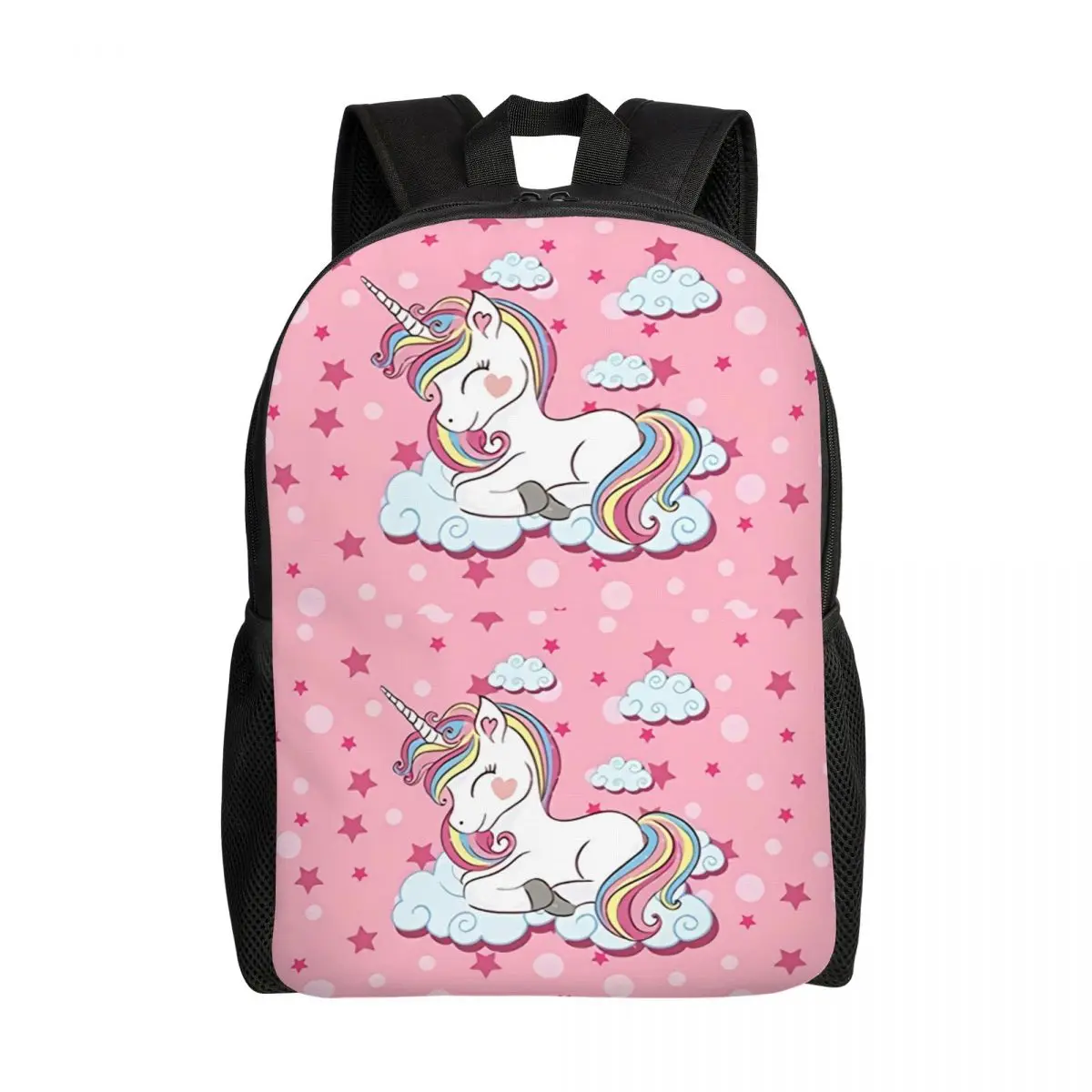 

Cartoon Unicorn Pink Stars Backpack for Women Men Waterproof College School Animal Bag Print Bookbag