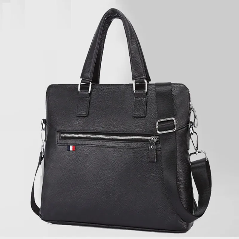 Business Cow Leather Men Briefcase Genuine Leather Handbag Casual Shoulder Messenger Bag Male Laptop Bag  Luxury File Bag