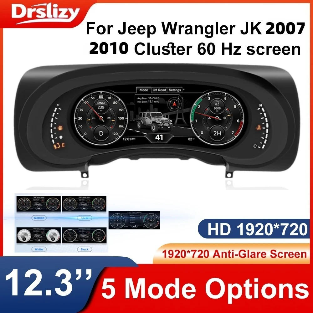 

Цифровой приборный дисплей для Jeep Wrangler JK 2007-2011, обновление спидометра, 12,3-дюймовый HD-экран, цифровая приборная панель