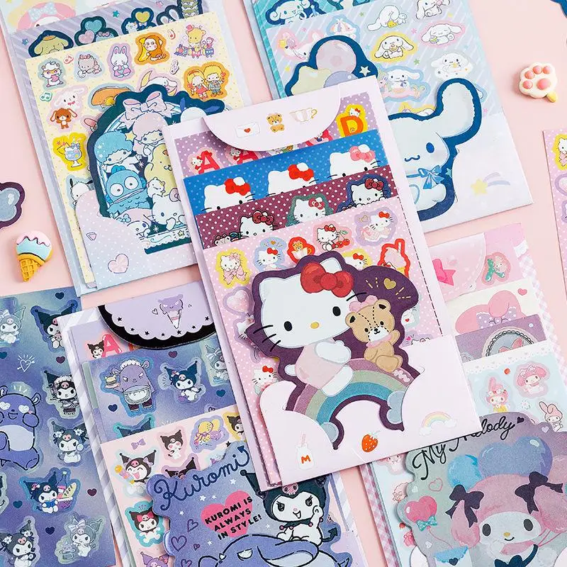 

Kawaii Sanrios Hello Kittys Sticker My Melody Cartoon Cinnamoroll Kuromi Cute Sticker Set Decorative Accessories Toy For Girls
