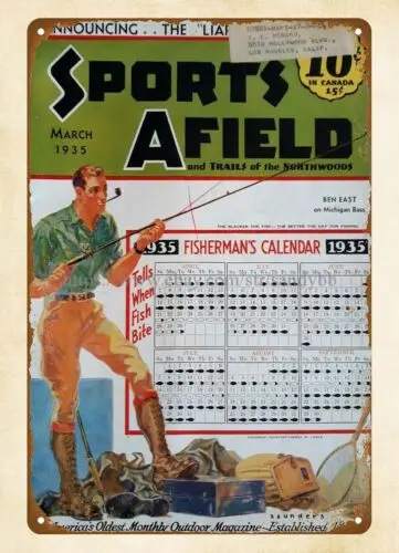 Металлическая настенная Обложка для магазина AFIELD SPORTS 1935 рыболовное снаряжение