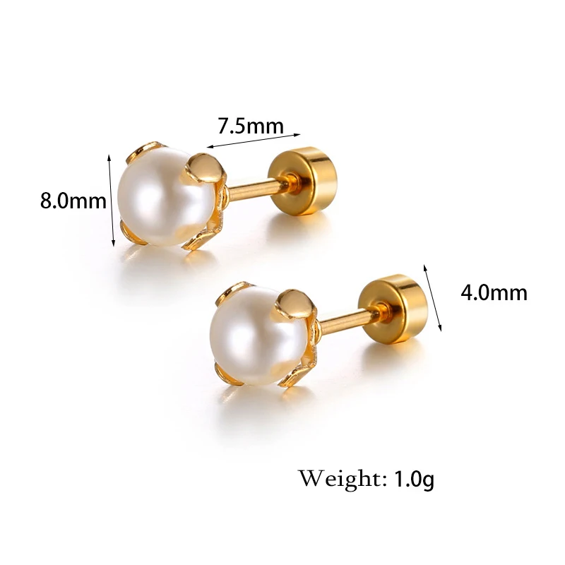 Маленькие Жемчужные Серьги-гвоздики Из Нержавеющей Стали Элегантные Модные