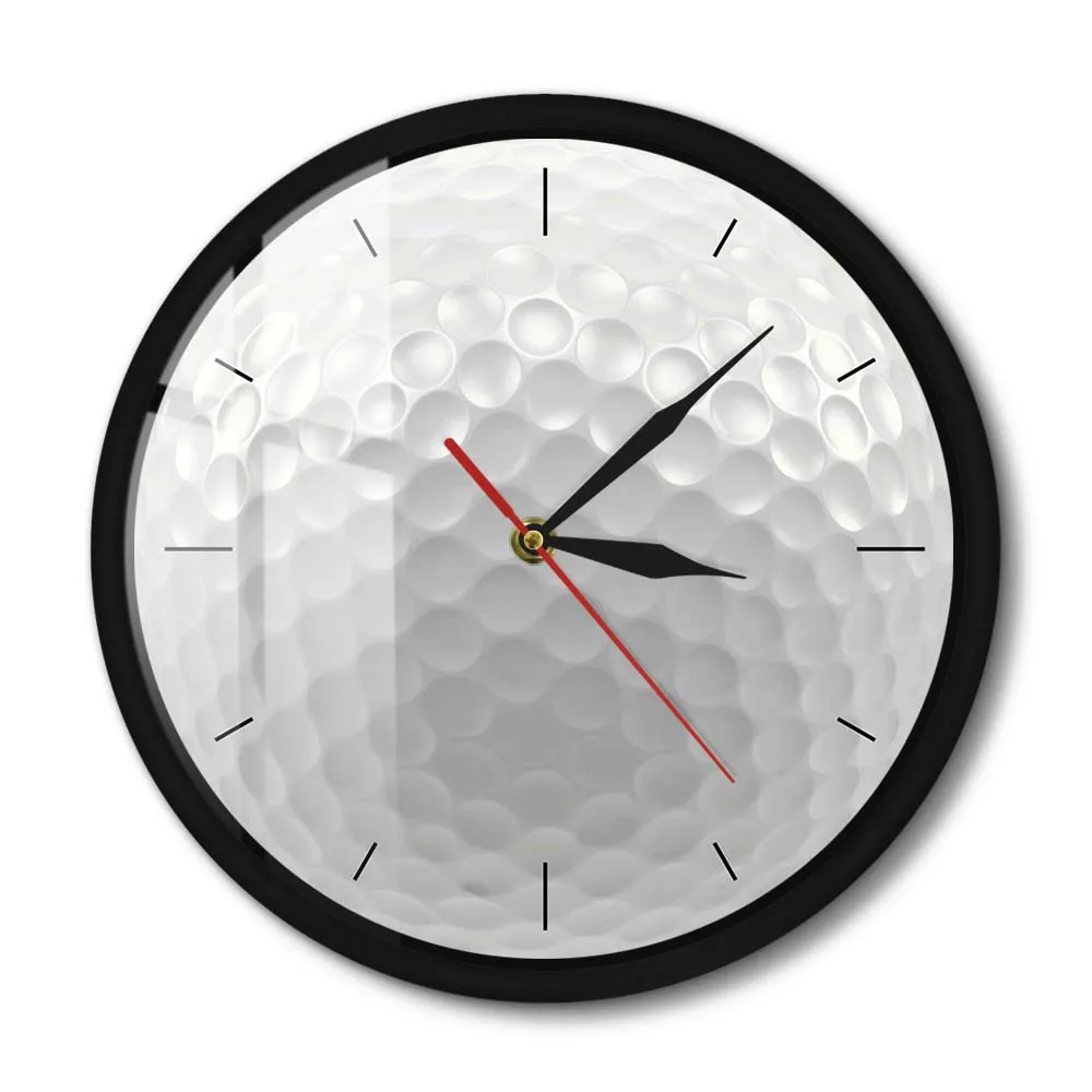 Metal Frame Round Wall Clock Silent 3d Vision Decorative Black Wall Watch For Bedroom Golf Club Golfers Gift Decor