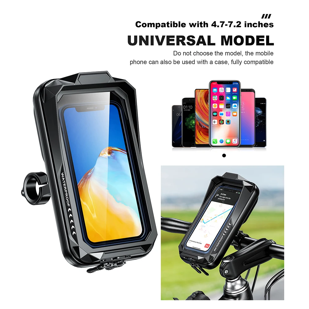 

Phone Bag Support Waterproof Motorcycle Phone Bag Mount Touch Screen 360 Degree Rotation for Cycling Riding Equipment