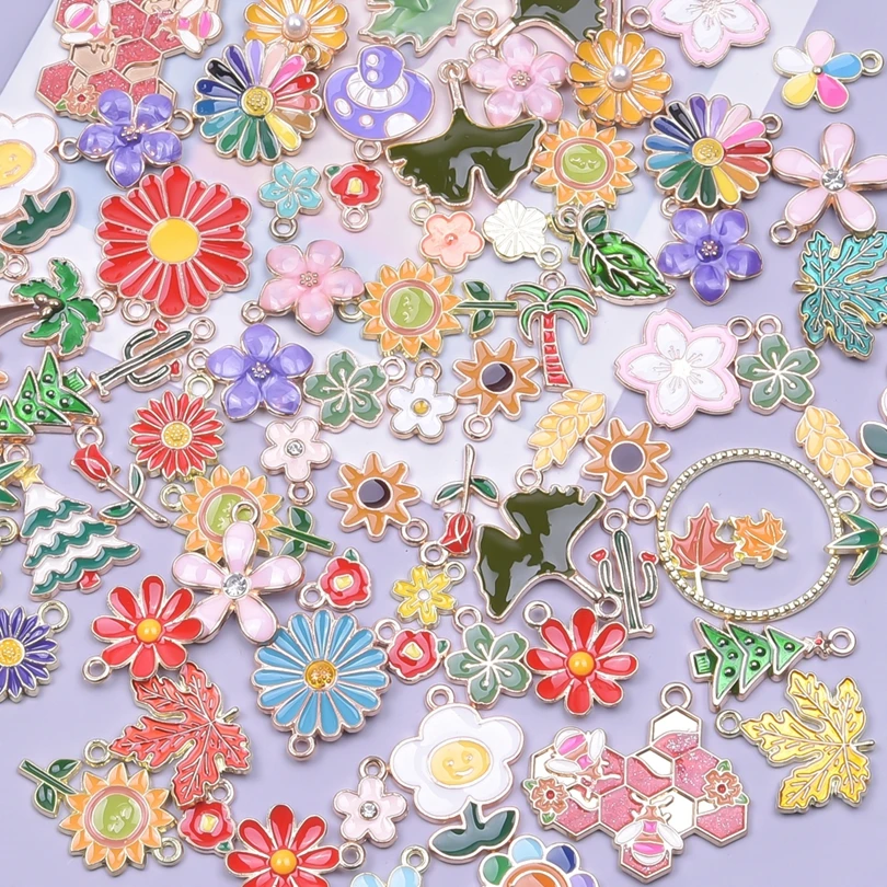 Эмалевые подвески цветок Маргаритка вишни Подсолнухи кленовый лист брелок