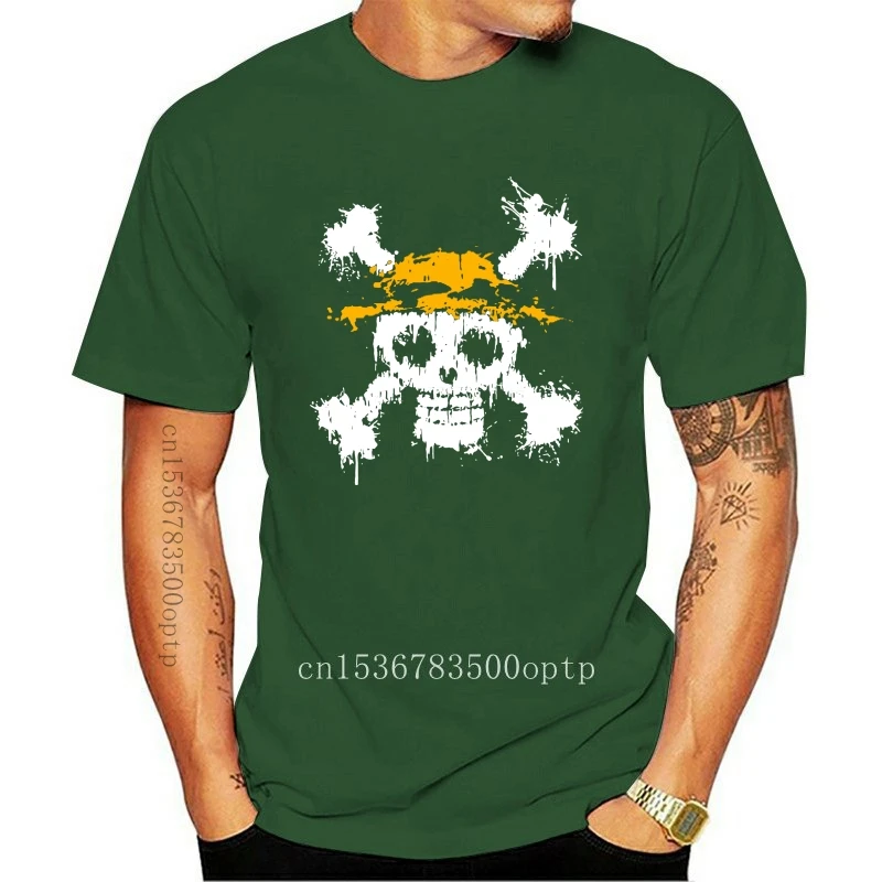

Camiseta de algodón ecológico para hombres, camisa de manga corta con calavera de una pieza, diseño gráfico de Anime, 2021