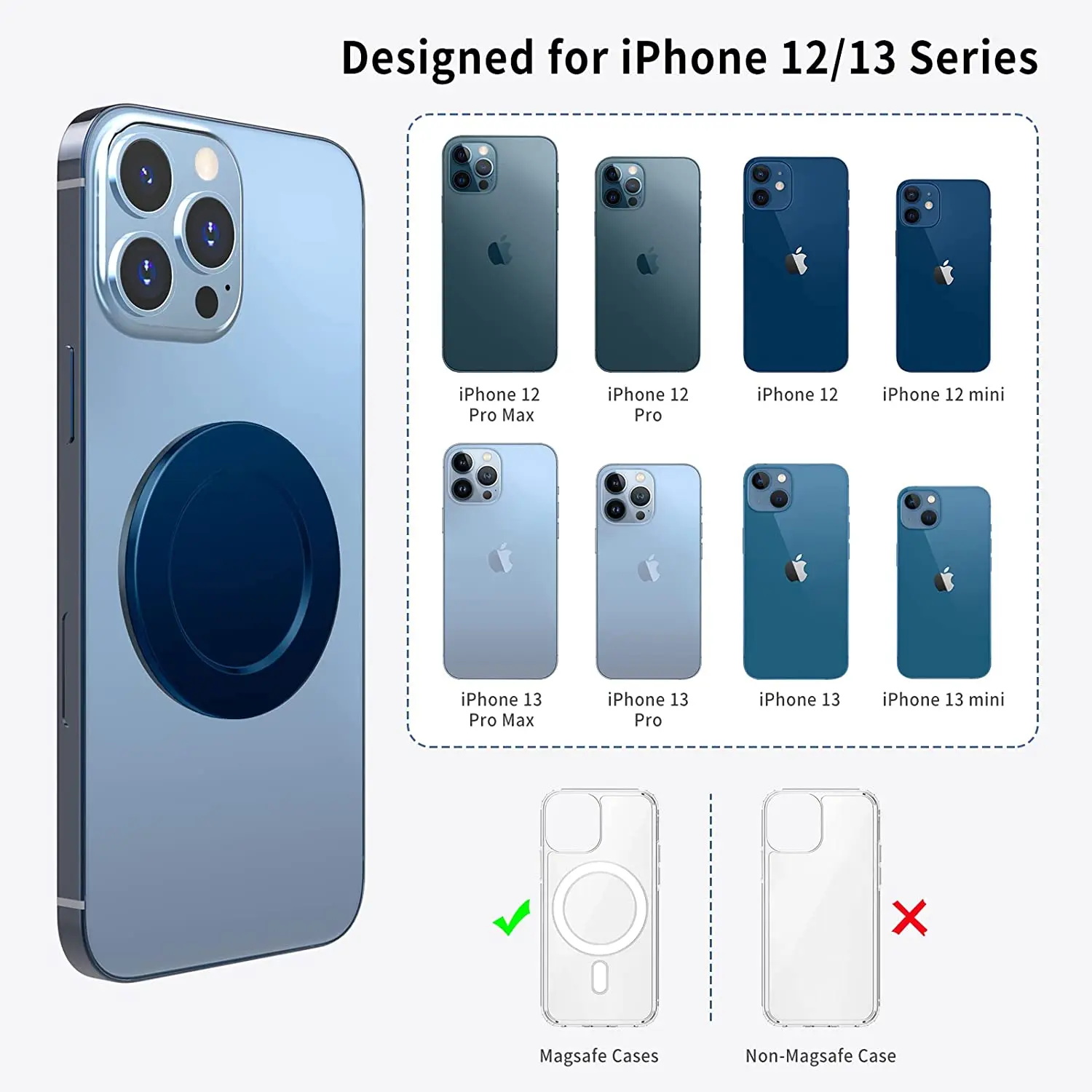 Magnetic Base for Iphone 13 12 Magsafe Socket Base Removable and Wireless Charge Compatible Works with Socket Grip Phone Holder