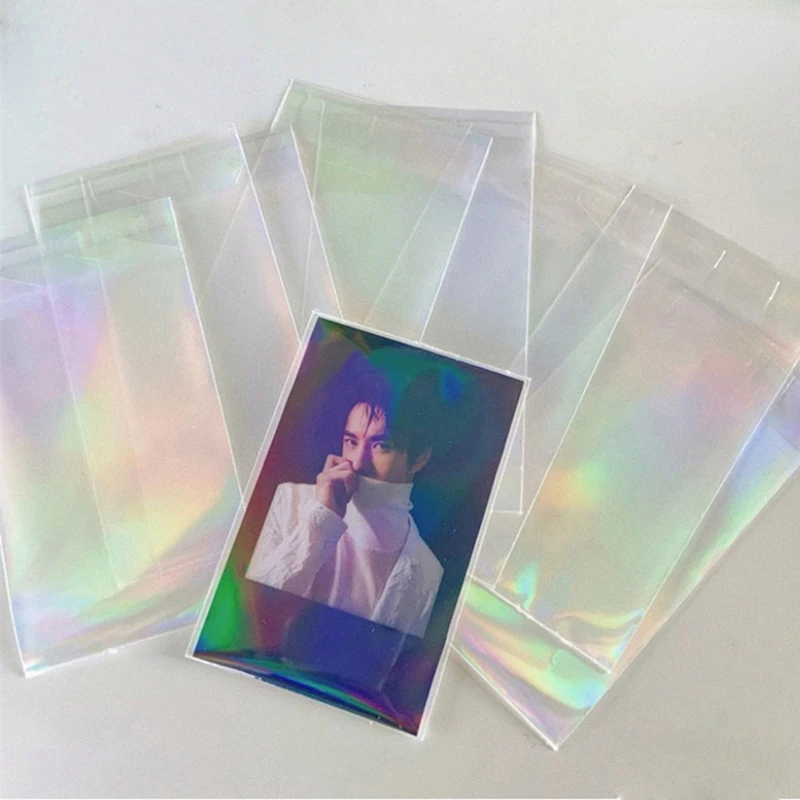 

20pcs Kpop Laser Clear Photo Cards Sleeves Photocard Holder Shinny Card Cover Protector Idol Cards Sleeves Laser Photo Sleeves