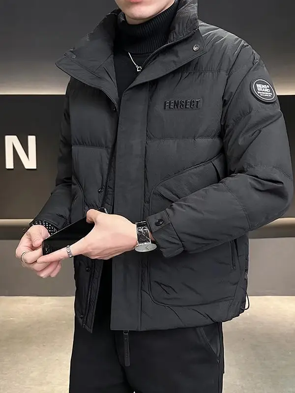 Men's Down jacket Winter 2024 New Fashion Brand Stand Collar Handsome Youth All-Match Cold-Proof White Duck Down Winter cloth...