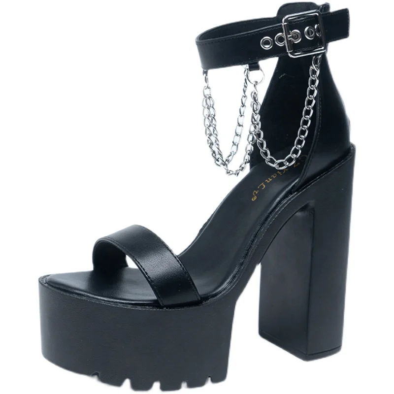 

WHNB 2022 NEW Women's High Heel Shoes Square Toe Rhinestone Crude Heel Buckle Wedding Party Shoes Classics Luxury Brand