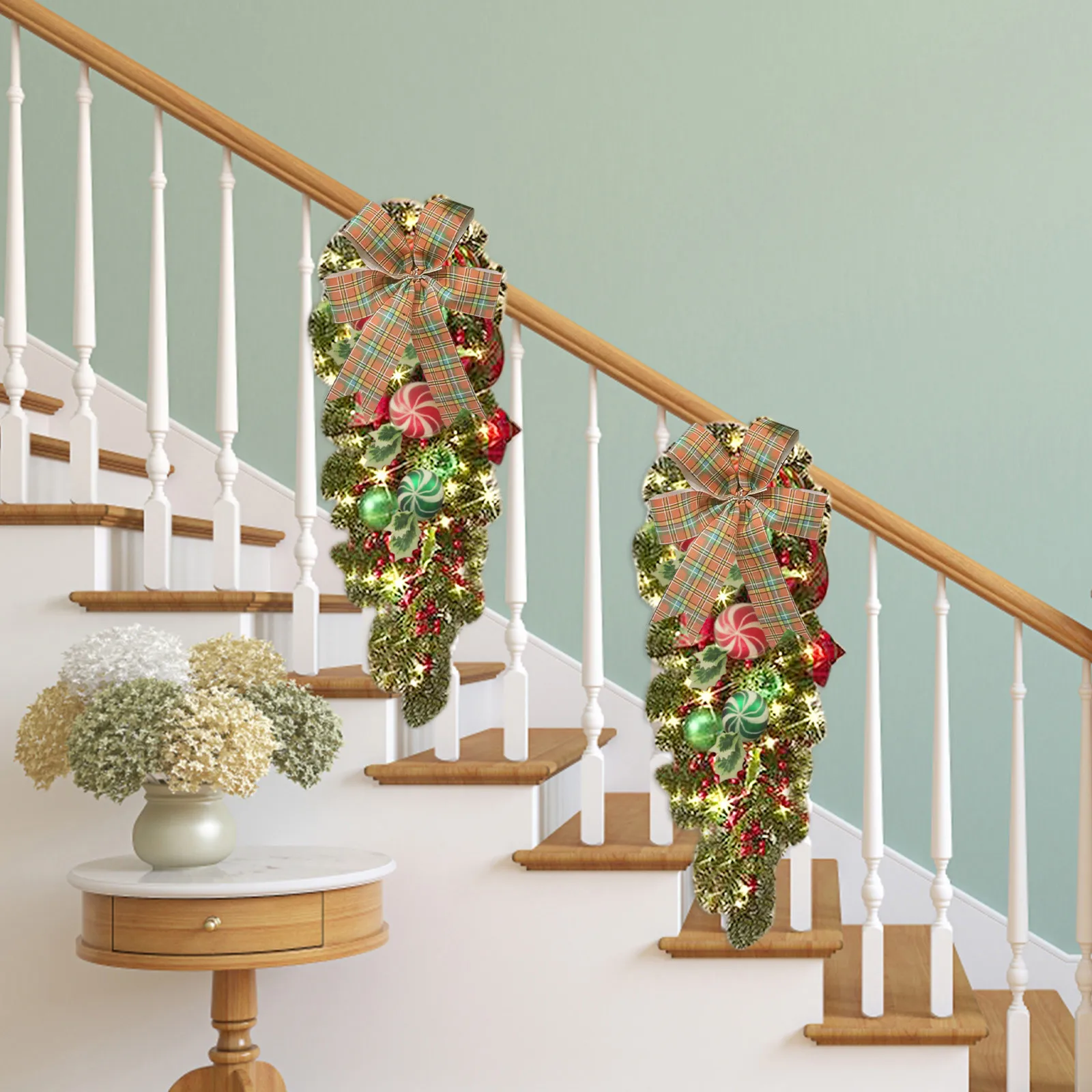 

Christmas Decorations Dead Branches Vine Ring Pendant Christmas Cane Garland Door Hanger Christmas Wreath Mini Artificial Wreath