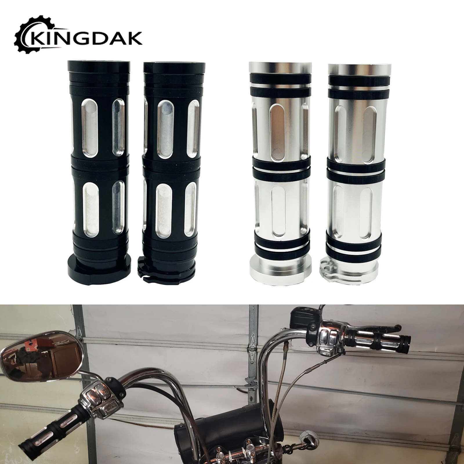 

Motorcycle 1"25mm Handle Bar Hand Grips Black Chrome For Harley Touring Street Road Glide Sportster XL883 1200 Dyna VRSC Softail