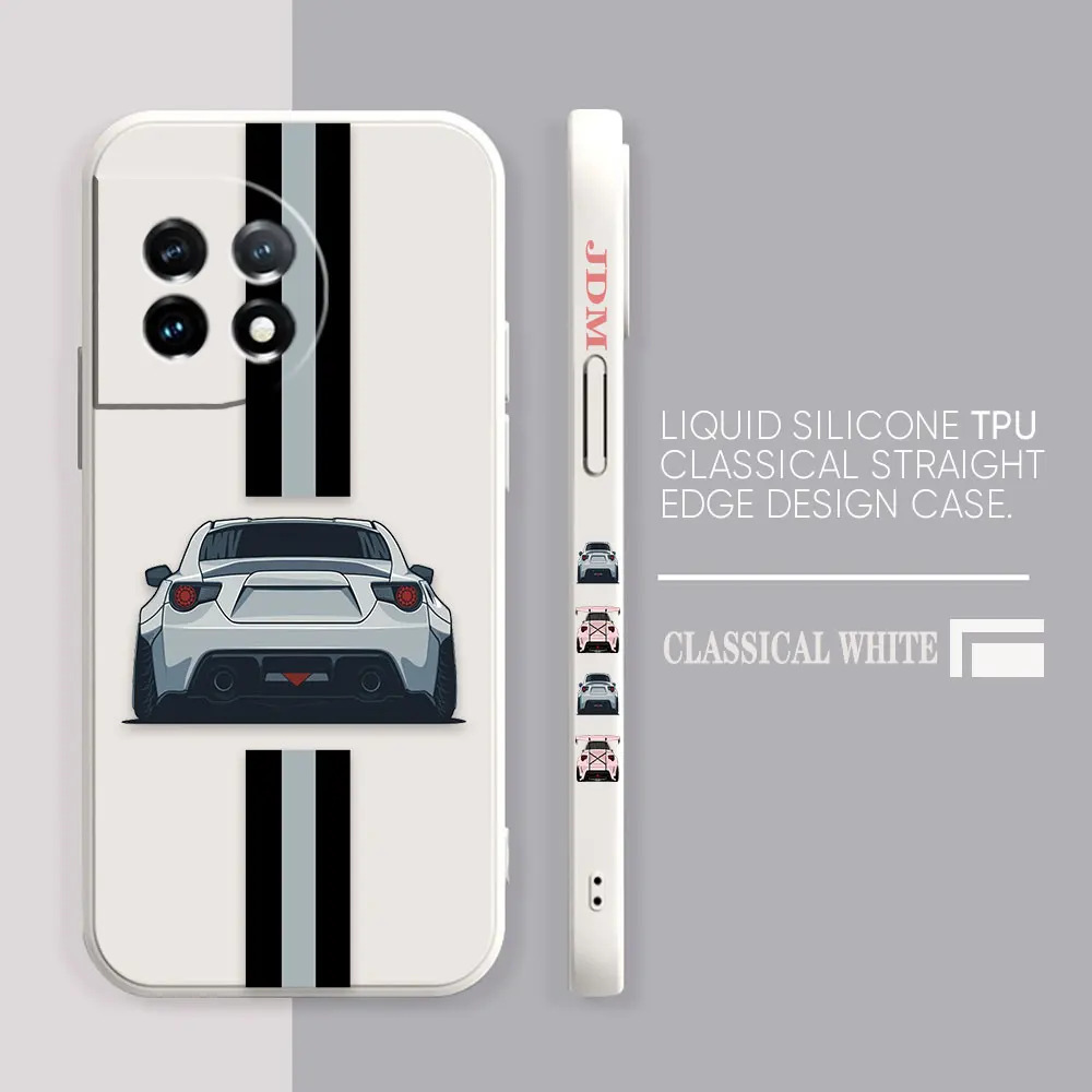Phone Case For Oneplus 11 10 9 9R 9RT 8 8T 7 7T 5 5T 6 ACE 2V NORD Pro Liquid Case Funda Cqoue Shell Capa Pink Silver Sports Car