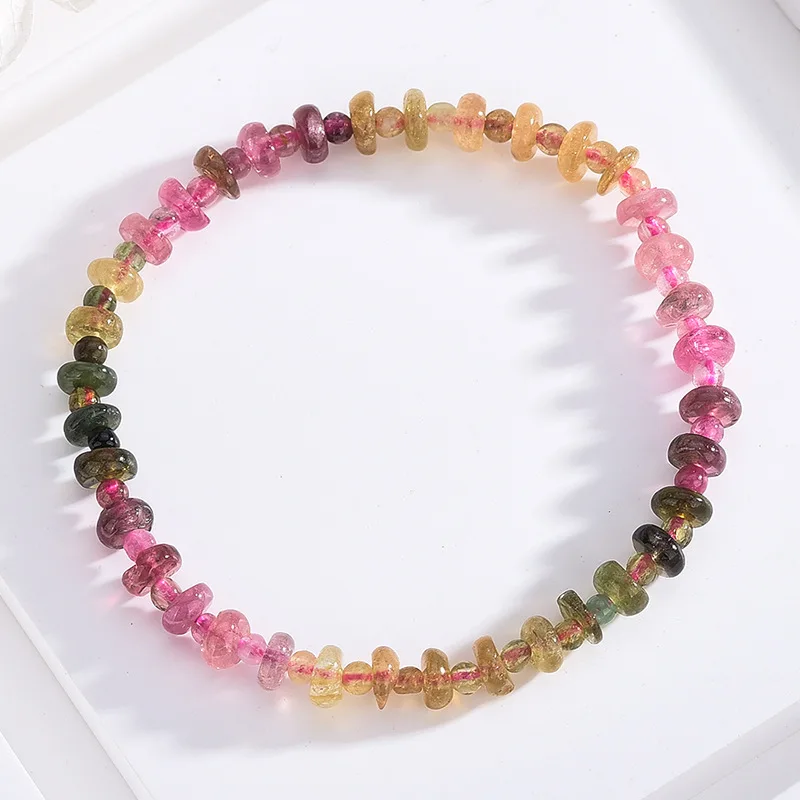 

Оригинальный цветной турмалиновый браслет из натурального камня, украшенный бисером, счастливое исцеление, драгоценный камень, женский бр...