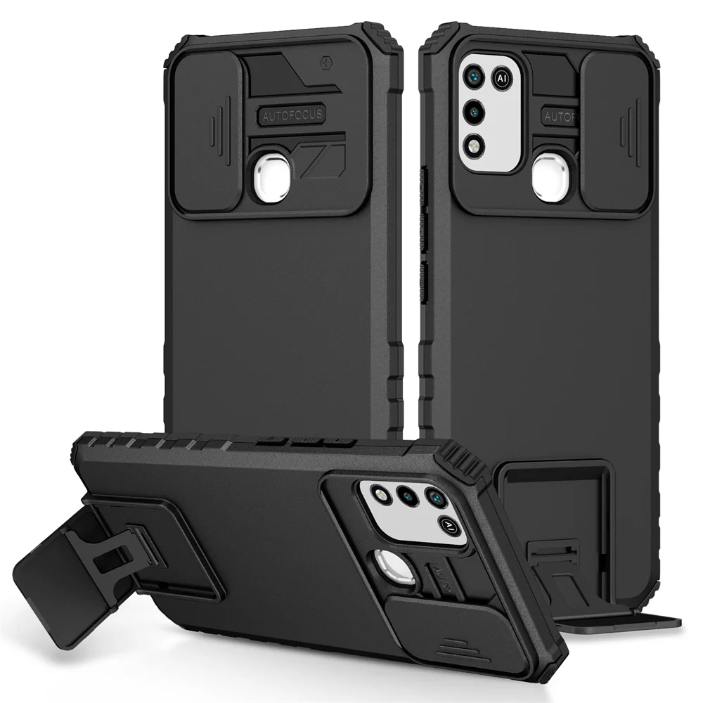 

HUIKAI Case for Infinix Hot 12 Play Smart 6 5 4 11S Play 10i 9 8 10S Built Stand Slide Armor Military Grade Rugged Cover