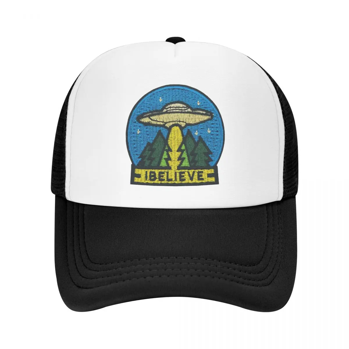 

Punk Space UFO Alien I Want To Believe Trucker Hats for Men Women Adjustable Baseball Cap Sports Snapback Caps Sun Hats