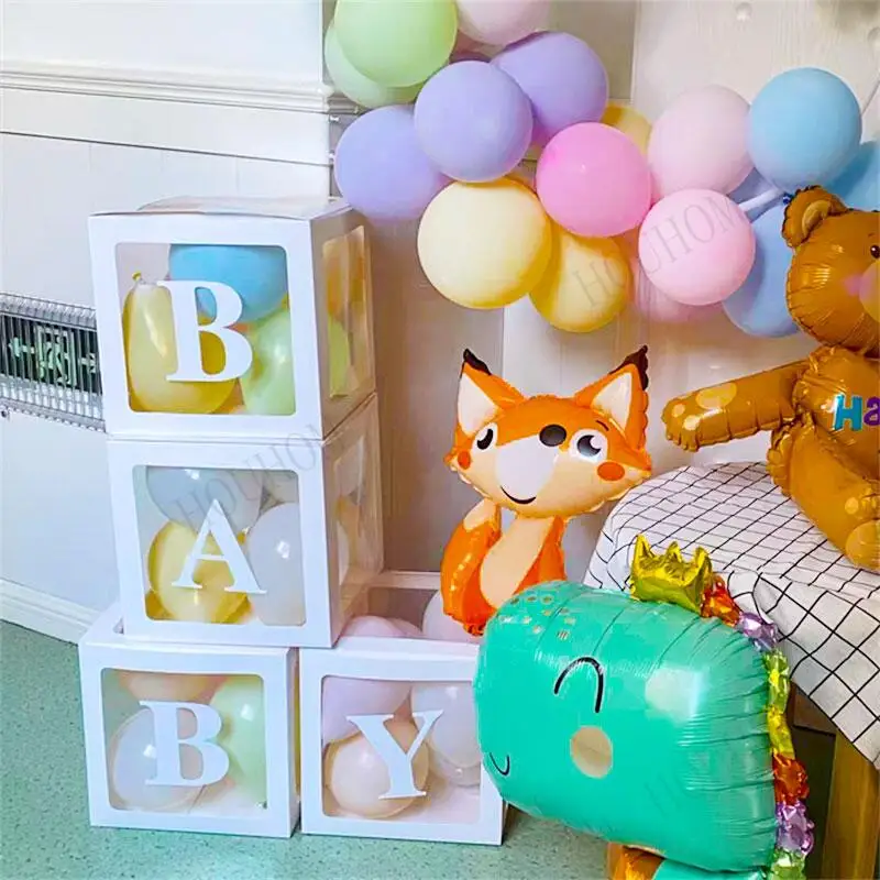 

Transparent Box Wedding Decoration Baby Shower Boy Girls Christening 1st Birthday Party Decoration Balloon Box Gifts Supplies