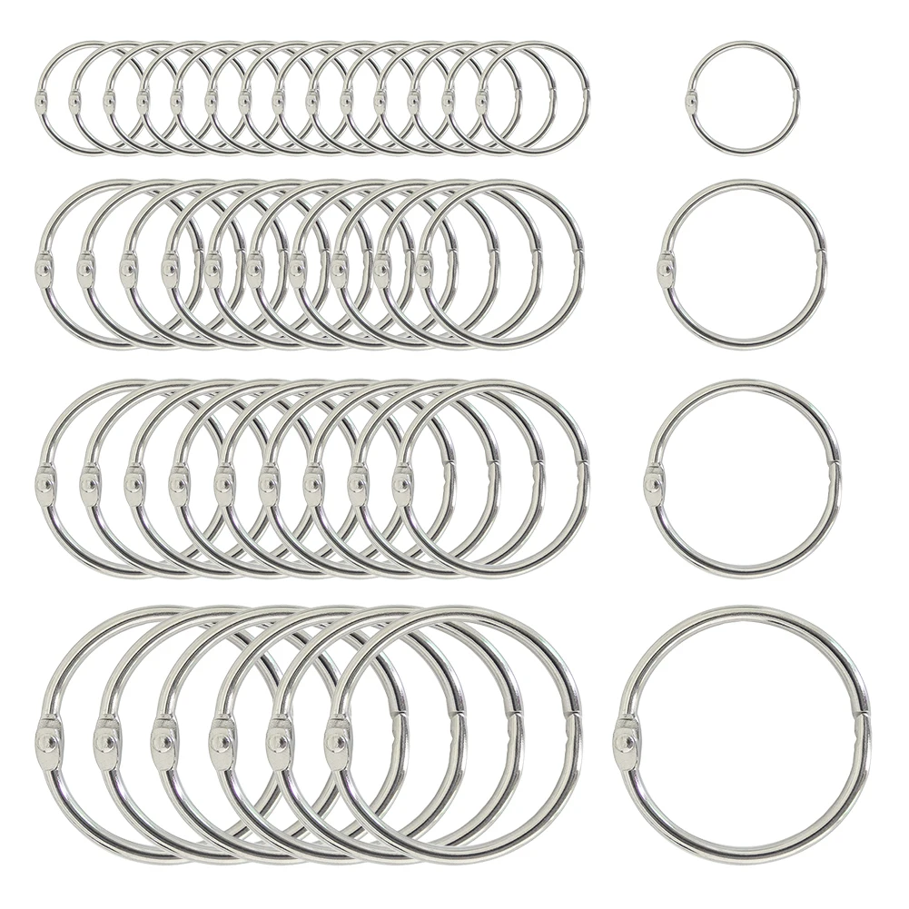 

Book Keychain Rings Binder Open Metal Hoops Binder Scrapbook Hinged 20-88mm Album 5-30pc Leaf Loose Craft Office Rings Silver