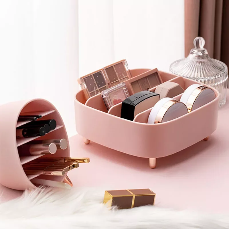 

Light Luxury Cosmetic Storage Box Dressing Table Storage Container Desktop Shelf Organizer Lipstick Compartment Storage Rack