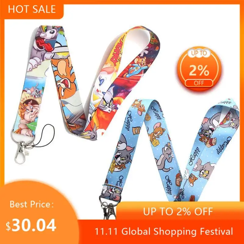 

30pcs Cat and mouse Art Key Chain webbings ribbons Neck Strap for Phone Keys ID Card Cartoon Lanyards