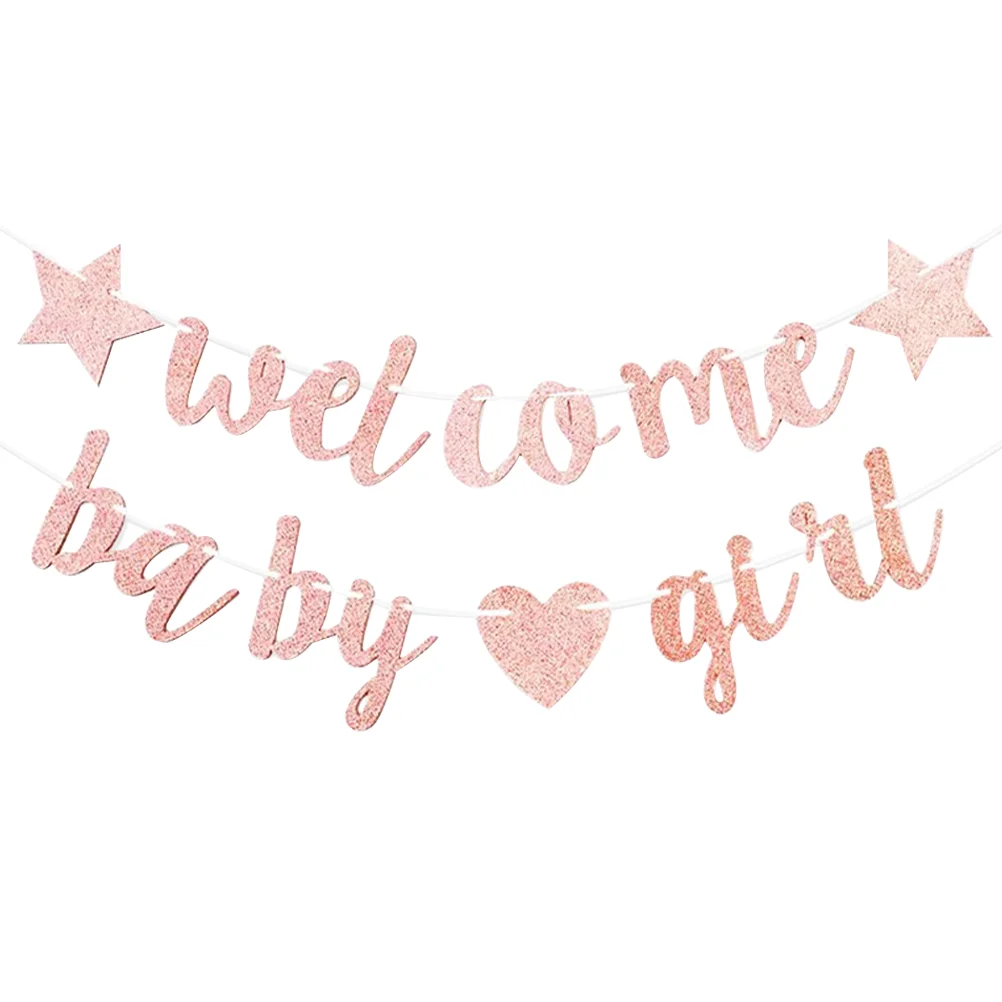 

Baby Banner Party Shower Birthday Welcome Gender Reveal Decoration Flags Supplies Glitter Garland Bunting Hanging Flag Decor