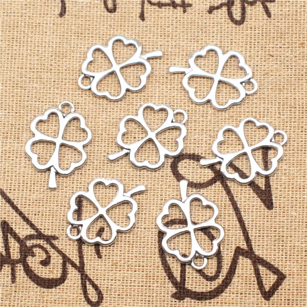 

10pcs Antique Silver Color 17x19mm Four Leaf Clover Charms Handmade Jewerly Diy